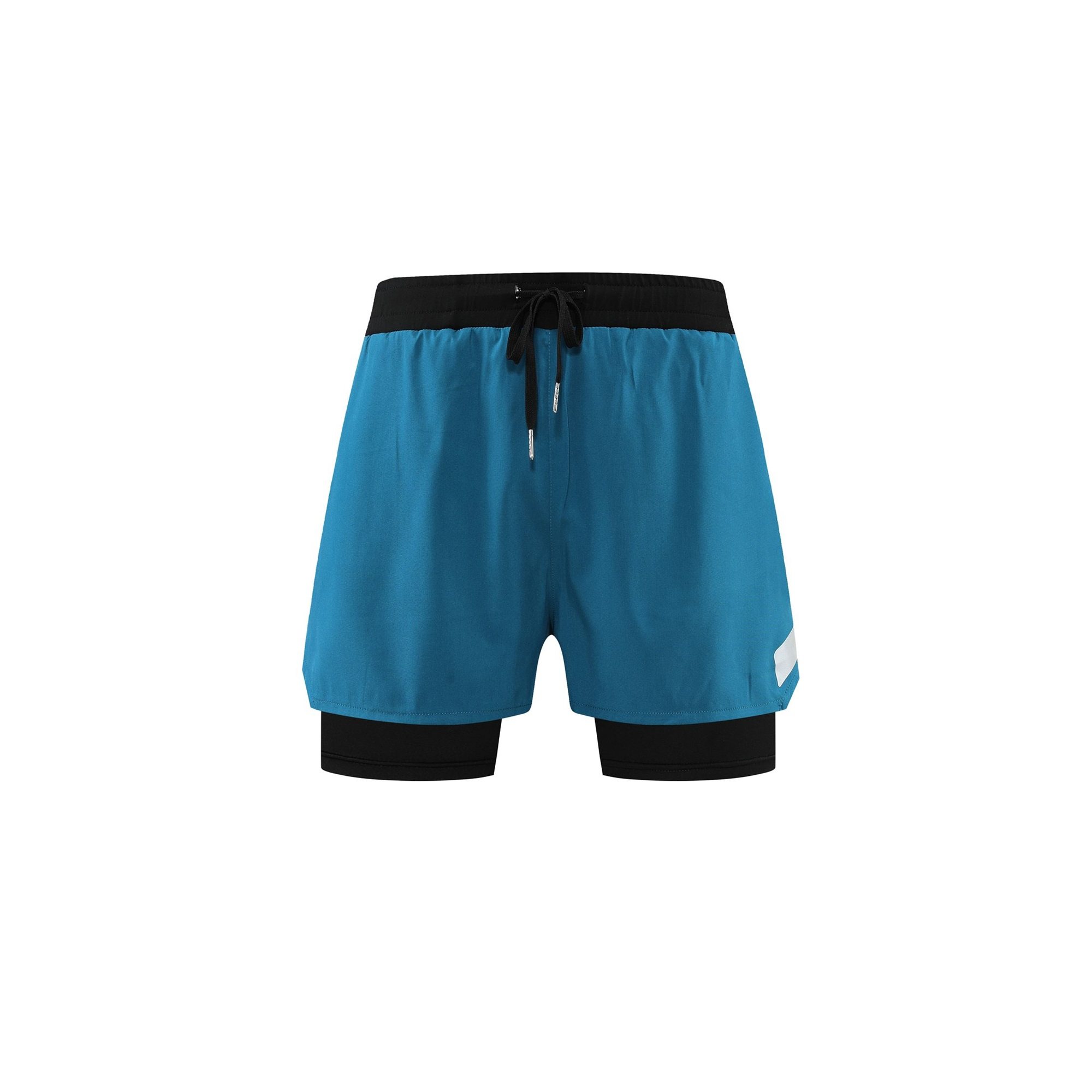 Perforated Color-Block Double-Layer Running Shorts