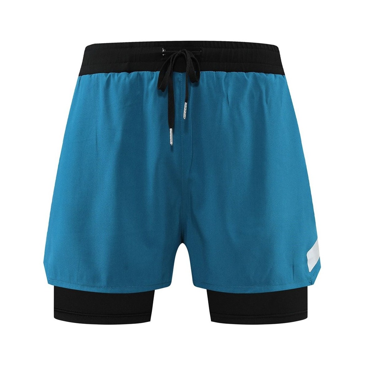 Perforated Color-Block Double-Layer Running Shorts