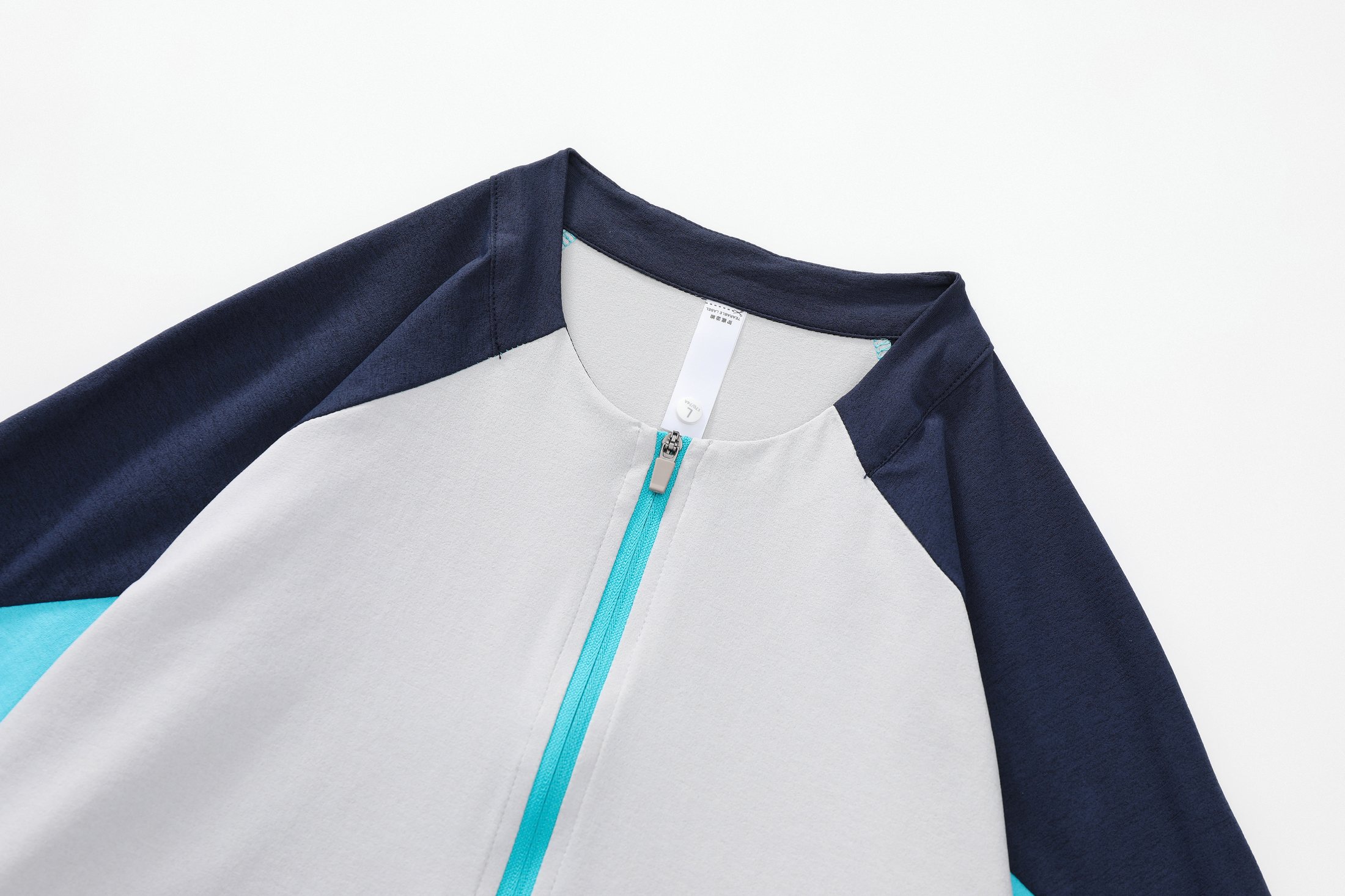 Color-block neckline and shoulder