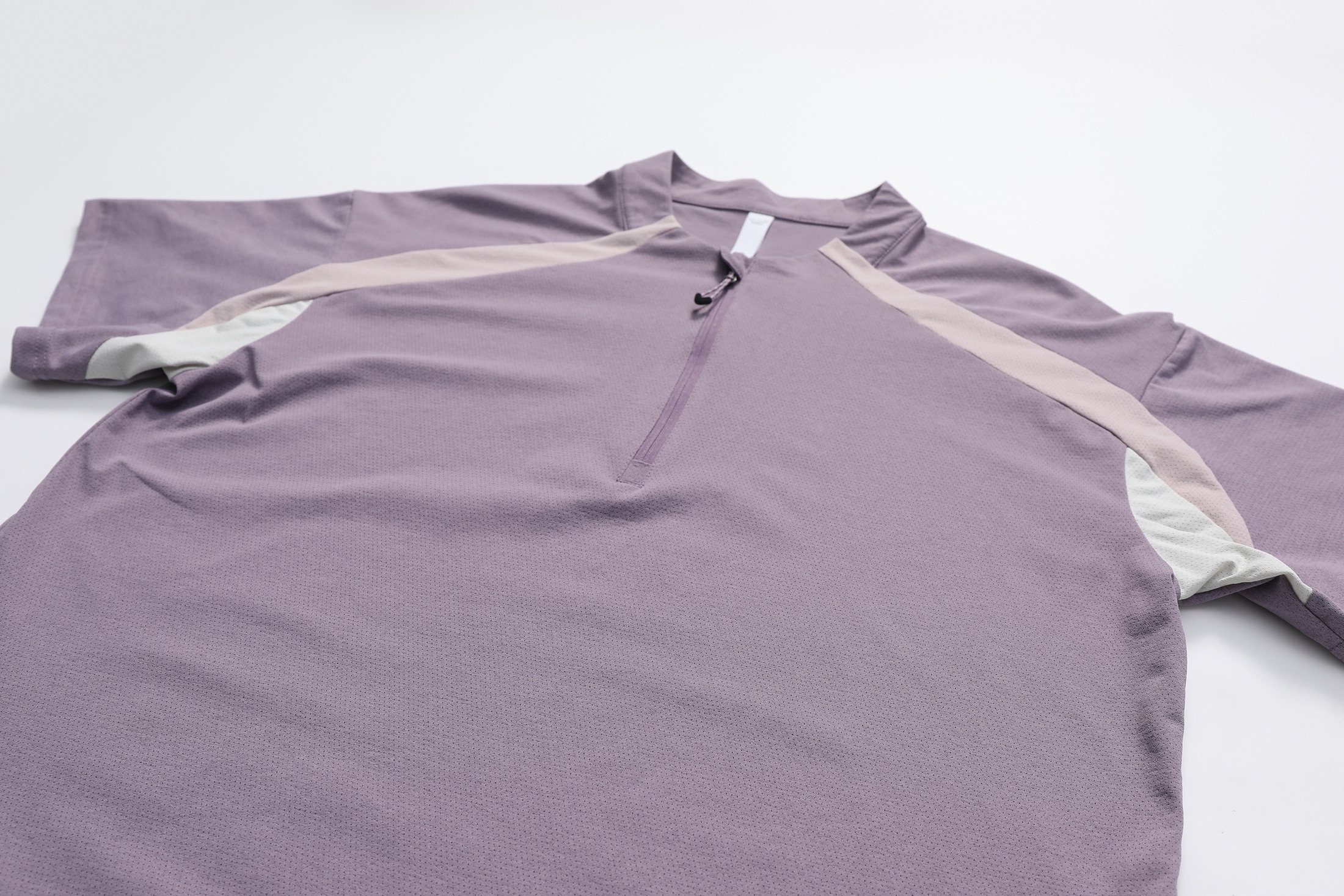 Quarter-zip collar and color-block shoulder