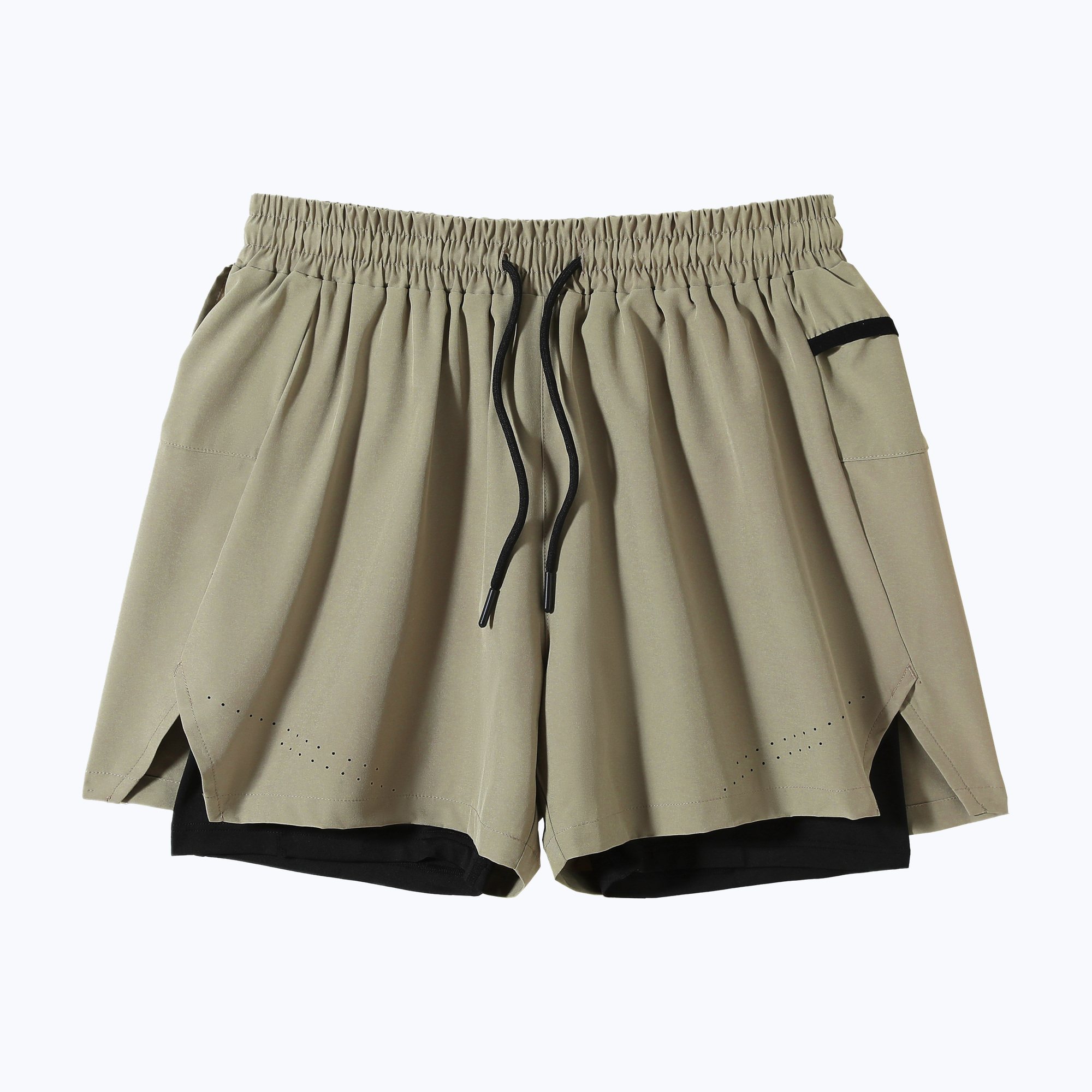 Rear-Zip Double-Layer Running Shorts